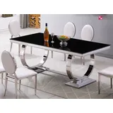 Design Esstisch Schwarz Edelstahl Silber Tisch Esszimmer Tisch 200x100x75 cm