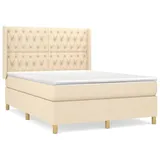 vidaXL Boxspringbett mit Matratze Creme 140x200 cm Stoff