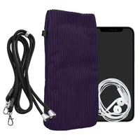 kwmobile Handytasche für Smartphones XL - 6,7/6,8" Handy Tasche - Cord Handy Hülle Violett mit Kordel - Tasche mit Handykette 16,7 x 9,5 cm Innen... - Violett