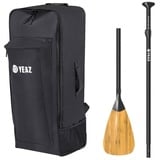 YEAZ KIT PLUS trolley-rucksack und carbon/bambus-paddel SUP-Paddel, Trolley-Rucksack und Carbon/Bambus-Paddel schwarz