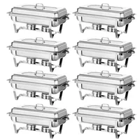 Jacgood Chafing Dish Profi Set Toulouse, Edelstahl Warmhaltebehälter, Speisewärmer, Rechaud, Chafing Dishes für Catering, Buffet und Party (8 Packung)