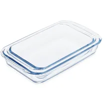Relaxdays Auflaufform Set 29,5 x 17,5 x 5 cm Transparent