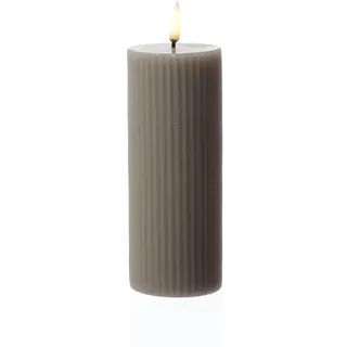 uYuni LED Kerze Thea Uyuni mit Rillen Timer bis 400Std. D: 5,8cm H:15,2cm gerillt sand
