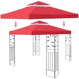 YIJIEHH Dach Für Pavillon 3x3 Wasserdicht,Ersatzdach Für Pavillon, Pavillonplane Wasserabweisend, Dachabzug UV-Schutz, Kaminabzug Farbwahl, Dachplane Gute Luftzirkulation-Rot