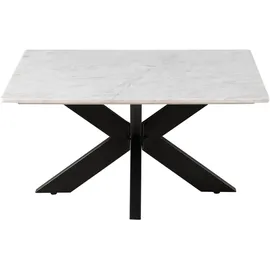 MASSIVMOEBEL24.DE Couchtisch Barcelona Marmor Weiß Eisen schwarz 90 x 90 x 45 cm