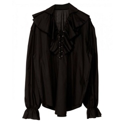 Horror-Shop Vampir-Kostüm Schwarzes historisches Rüschenhemd mit Schnürung schwarz M/L