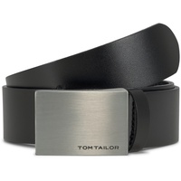 TOM TAILOR Unisex Klassischer Ledergürtel, schwarz, Logo Print, Gr. 65