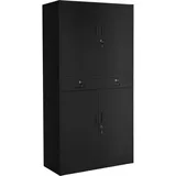 Tectake Aktenschrank, Schwarz, Schwarz, Metall, 40x180x80 cm Arbeitszimmer, Aktenschränke