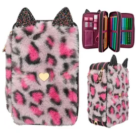 DEPESCHE TOPModel Rebel Kitty - Gefüllte 3-Fach Federtasche Leo Fell