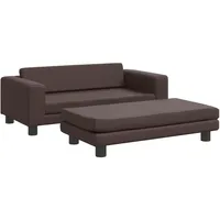 vidaXL Kindersofa mit Hocker, Couch für Kinder, Kindercouch mit runden Kanten, Kindersessel Minisofa Polstersofa Kindermöbel Sofa Kinderzimmer, Braun Kunstleder