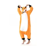 AKAAYUKO Damen Herren Karneval Kostüm Pyjama Weihnachten Tiere Onesie Halloween Jumpsuit Schlafanzug Faschingskostüme Overall Nachtwäsche Füchse-XK - L