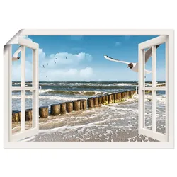 Wandbild ARTLAND "Fensterblick - Ostsee", weiß (farbe bild(er): weiß), B:70cm H:50cm, Papier, Bilder, als Leinwandbild, Poster, Wandaufkleber in verschied. Größen