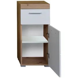 trendteam Amanda Badkommode 37 x 79 x 31 cm Weiß Hochglanz/Eiche