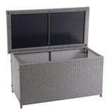 Mendler Poly-Rattan Kissenbox HWC-D88, Gartentruhe Auflagenbox Truhe ~ Basic grau, 51x100x50cm 170l