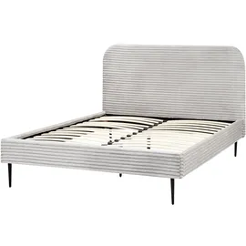Beliani Bett mit Lattenrost Cord FLAYAT 140 x 200 cm Hellgrau