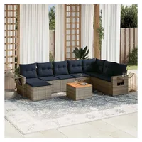 vidaXL Gartensofa-Set 9-tlg. grau Polyrattan