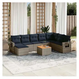 vidaXL Gartensofa-Set 9-tlg. grau Polyrattan