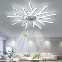 Leise Deckenventilator mit Beleuchtung Wohnzimmer LED Deckenventilator mit Ventilator Dimmbar mit Fernbedienung Fan Deckenleuchte Für Wohnzimmer Schlafzimmer Esszimmer Deckenleuchte (Weiß, L92cm)