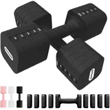 20 KG Verstellbare Hanteln Set, 5-in-1 Kurzhanteln 2er Set (2/4/6/8/10 kg pro Hantel), Gewichte Hanteln Frauen Männer Adjustable Dumbbell Set für Fitness, Home Gym, Krafttraining - Schwarz