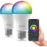 Calex Smart LED-Lampe E27 A60 9,4W CCT RGB, 2er-Set