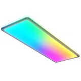 B.K.Licht - LED Deckenlampe mit indirektem Licht, Fernbedienung, RGB+W Licht, LED Panel, Deckenleuchte flach, Lampe, Wohnzimmerlampe, Schlafzimmerlampe, Flur, 58x20x3 cm, Schwarz