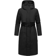 Navahoo Damen, Wintermantel warmer, Wasserabweisender Parka mit Kapuze und Taillengürtel Waldbummler 14 Black Gr. S - S