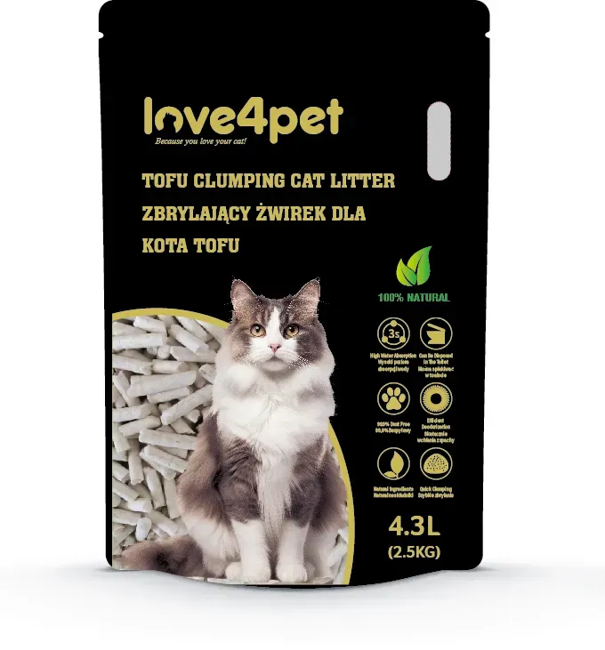 Love4pet super klumpende Tofu-Streu 2.5kg 4.3L für Katzen