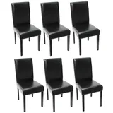 Mendler 6er-Set Esszimmerstuhl Stuhl Küchenstuhl Littau ~ Leder, schwarz, dunkle Beine