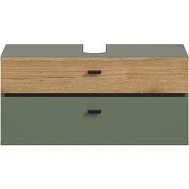 WELLTIME Waschbeckenunterschrank VANN 2 Schubkästen 75 x 35 cm Grün/Schwarz