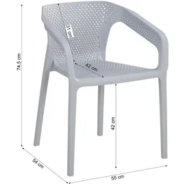 Homestyle4u Gartenstuhl Kunststoff grau 2er Set