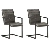 furnicato Esszimmerstuhl Freischwinger 51x56x91 cm in Grau und Schwarz (2 St), Gepolsterte Sitzgruppe im Retro-Look mit stabilem Eisengestell grau