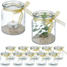 Relaxdays Windlicht, 12er Set, mit Schleife,