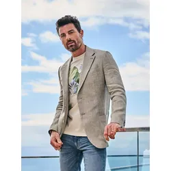 ENGBERS GERMANY Herren Freizeit-Sakko mit Leinenanteil grün slim fit uni Reverskragen - 52