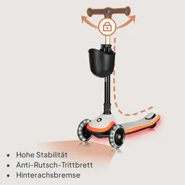 lionelo Kinder Balance-Roller RGB Mey ab 3 Jahren bis 50 kg, LED-Beleuchtung auf dem Trittbrett, und faltbar mit Korb - beige
