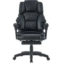 Trisens Bürostuhl mit Fußstütze und flexiblen 3-Punkt-Armlehnen - Schreibtischstuhl im Lederoptik-Design - ergonomischer Bürostuhl mit einer verstellbaren Rückenlehne für gesündere Sitzhaltung