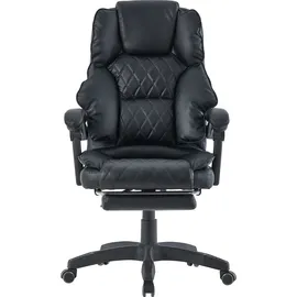 Trisens Bürostuhl mit Fußstütze und flexiblen 3-Punkt-Armlehnen - Schreibtischstuhl im Lederoptik-Design - ergonomischer Bürostuhl mit einer verstellbaren Rückenlehne für gesündere Sitzhaltung
