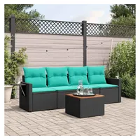 vidaXL Gartensofa-Set 5-tlg. Loungesofa schwarz