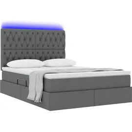 vidaXL Bett mit Stauraum und LED Dunkelgrau 140 x 200 cm