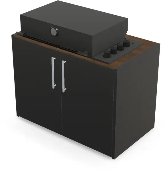 Brabura Box-Q 4-Brenner schwarz | Neuestes Edelstahlmodell - Iron Corten / Anthrazit / Silberner Griff