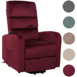 Mendler Fernsehsessel HWC-K62, Sessel Relaxsessel TV-Sessel, Liegefunktion Aufstehhilfe elektrisch, Metall Chenille - bordeaux