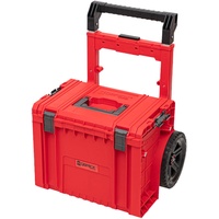 Qbrick System Pro Red Ultra HD Werkzeugkoffer Rollbar Werkzeugtrolley Werkzeugkasten Werkzeugbox aus Kunstoff Werkzeugkiste auf Rädern mit Klemmverschlüssen Rollende Werkstatt Rot 49 x 41,5 x 66 cm