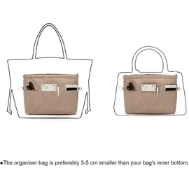 WHC Innentaschen fš1r Handtaschen, Klein Taschenorganizer Bag in Bag Organizer Handtasche Extra Klein, Taschen Organizer fš1r Handta... - Beige