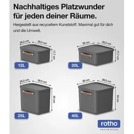 Rotho Stapelbox Maloja 39,5 x 26,5 x 34 cm 3-tlg. schwarz