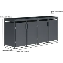 DEGAMO Mülltonnenbox ULM 264 x 124 cm anthrazit