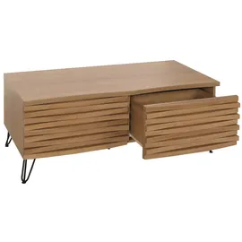 Mendler Couchtisch HWC-M49, Wohnzimmertisch Tisch, 3D-Design 2 Schubladen MDF Metall 46x110x55cm ~ natur