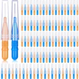 100 Stück Interdentalbürste Zahnstocher Dental Zahnseide Kopf Mundhygiene Interdentalbürste Zahnseide Zahnstocher Reiniger Zahnreinigung Werkzeug (Orange und Blau)