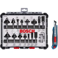 Bosch Fräser-Set, 15-teilig, inklusive gratis Cuttermesser