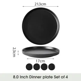 JIWOO Teller Ø 21 cm schwarz 4er Set