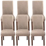 BYSURE Stuhlhusse Universal Stretch Stuhlhussen, Bestseller, Moderne Jacquard Husse, abnehmbar, Stuhlbezug für Partys beige
