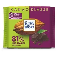 Ritter-Sport Tafelschokolade Die Starke Ghana, 81% Kakaogehalt, 100g